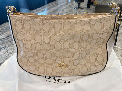 Coach Beige Signature Canvas and Leather Shoulder Bag | eBay