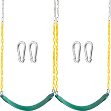 2 Pack Heavy Duty Green Swing Seats with 66" Chains Outdoor Playground Kids Fun 