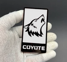 Coyote Badge Emblem fits mustang Grill-Trunk White/Black Angry Agressive Racing