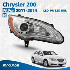 For 2011-2014 Chrysler 200 Wled Drl Chrome Projector Headlight Right Passenger