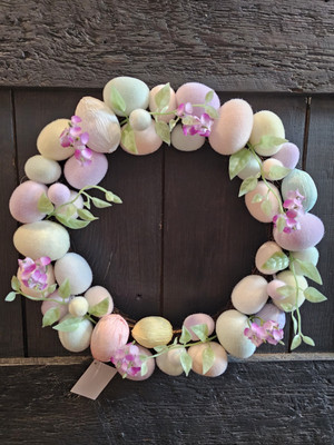 New Easter Egg Wreath Door Decoration Colorful 15''