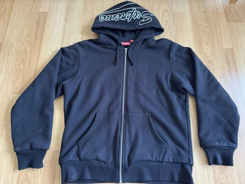 Sweat à capuche zippé Supreme FW19 Thermal Script Logo noir homme taille L (pas BOGO)