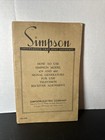 Genuine Simpson How To Use Manual for Model 479 and 480 Signal Generators