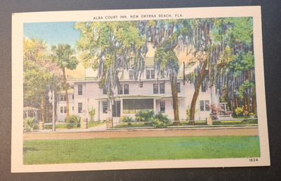 New Smyrna Beach Florida Alba Court Inn Postcard c1940