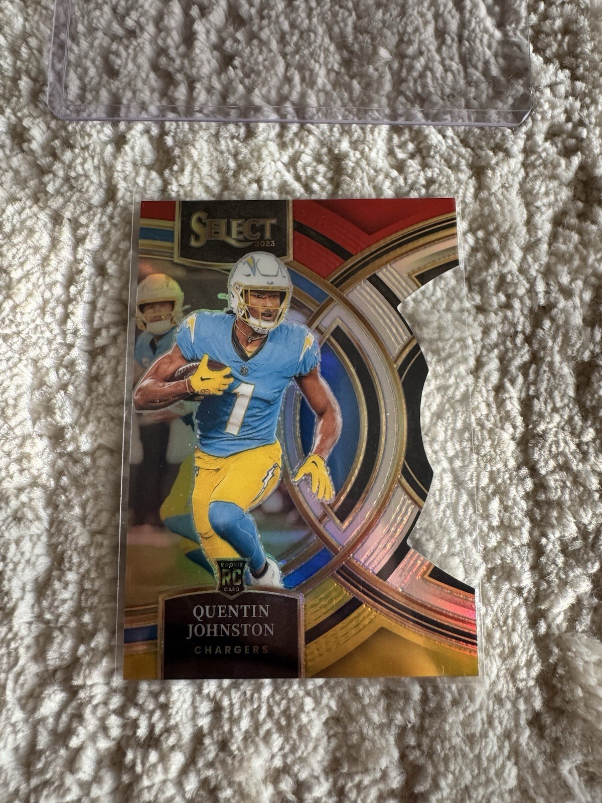 2023 Panini Select Quentin Johnston #196 Red & Yellow Prizm Die-Cut (RC)