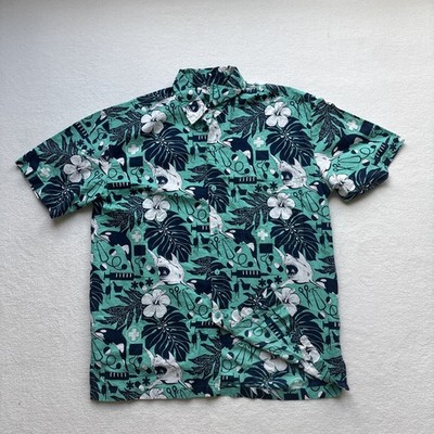 Rum Reggae Medical Shark Orca Shirt Mens Medium Teal Cotton Excellent Condition