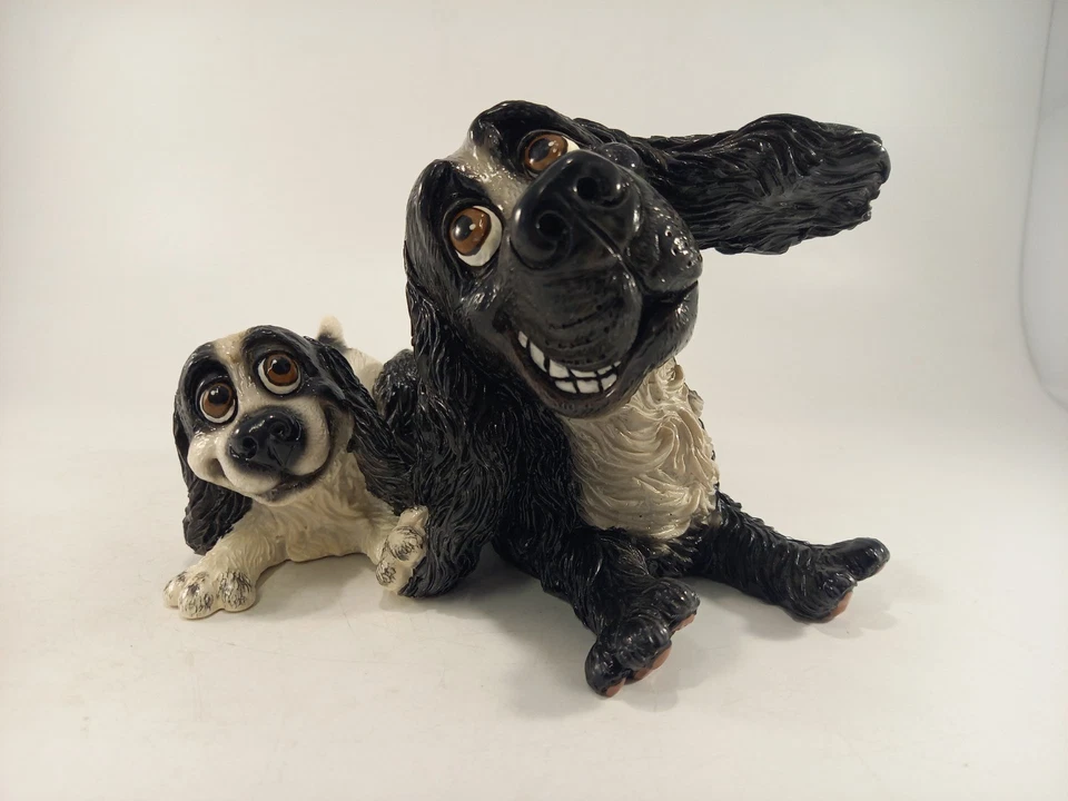 Figura Mascotas con Personalidad Springer Spaniel y Cachorro Blanco y Negro Ex Con Foto 4 de 4