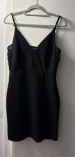 Express Women’s Black V-Neck Mesh Inset Bodycon Mini Dress-XS