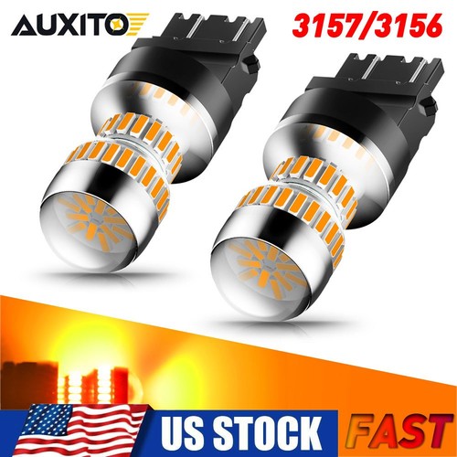 2pc AUXITO Amber 3157 LED DRL Turn Signal Parking Light Blinker Corner Bulbs GUS - Picture 12 of 12