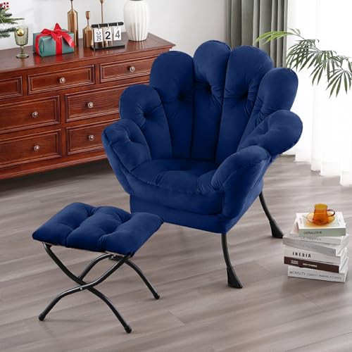 2024 Lazy Chair with Ottoman, Comfy Reading Chair Lounge Accent Chair Modern - Picture 6 of 7