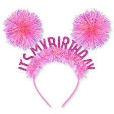 CAVETEE Hot Pink Birthday Crown Tiara for Women, Party Accessories, One Size