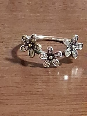 Pandora Authentic Brand New Sterling Silver Triple Pave Daisy Ring