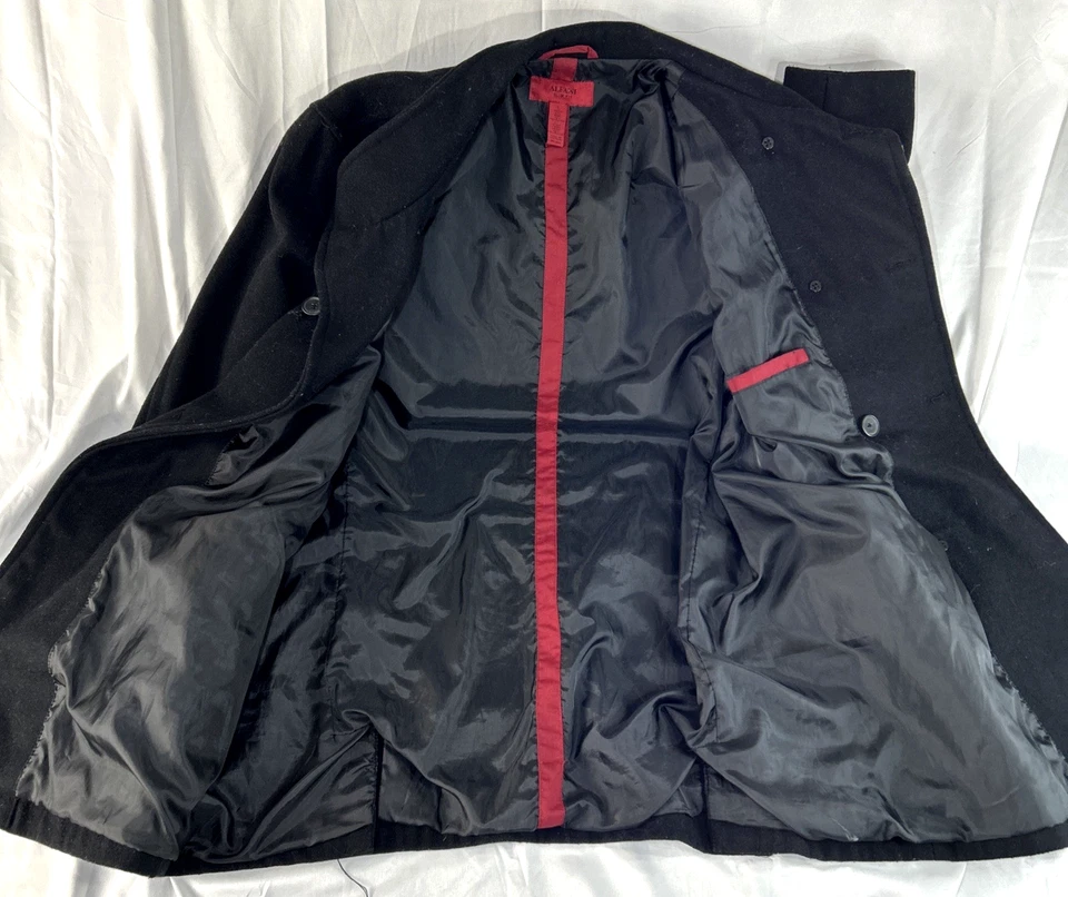 Alfani Pea Coat Lined Jacket Wool Blend Blue 4-Pocket Size Large Versatile - Image 3 of 4