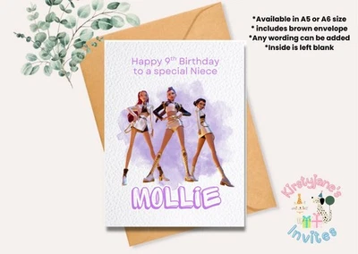 KIRSTYJANE'S INVITES PERSONALISED GREETINGS CARD BIRTHDAY PARTY KPOP DEMON HUNTERS SAJA BOYS HUNTRIX