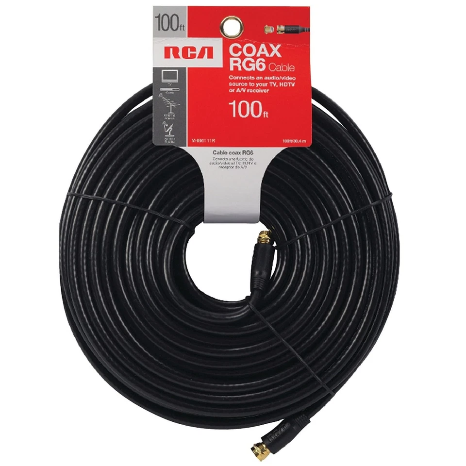 RCA VHB6111R RG6 Coaxial Cable (100ft; Black) - Image 3 of 3