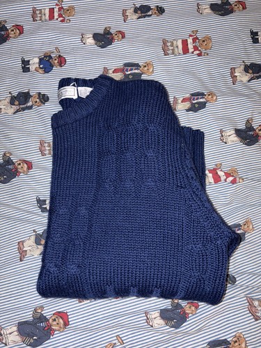 Hardy Amies, Vintage Cable Knit Chunky Hardy Amies Sweater 100% wool size large Blue