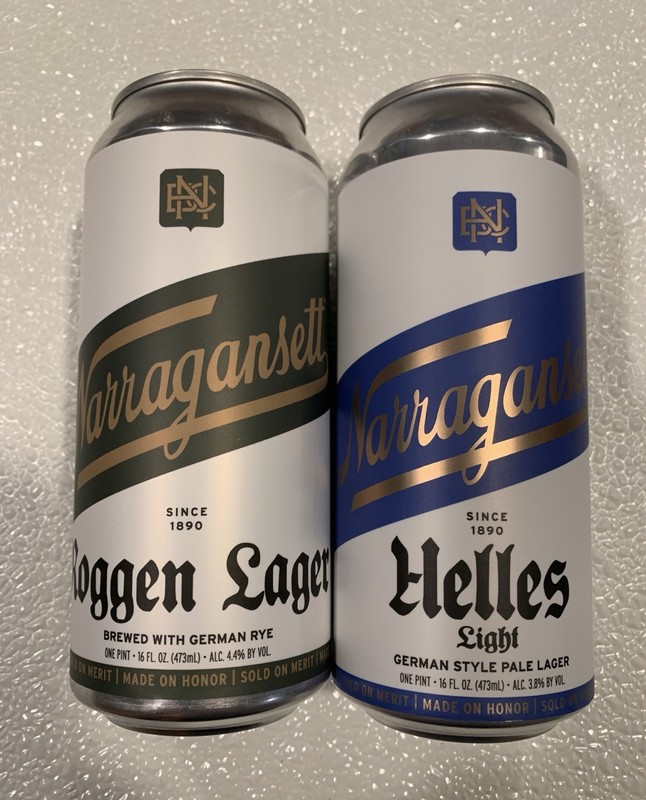 SET  OF 2 LIMITED RELEASE 2025 NARRAGANSETT LAGER BEER ALE CAN RI HELLES ROGGEN