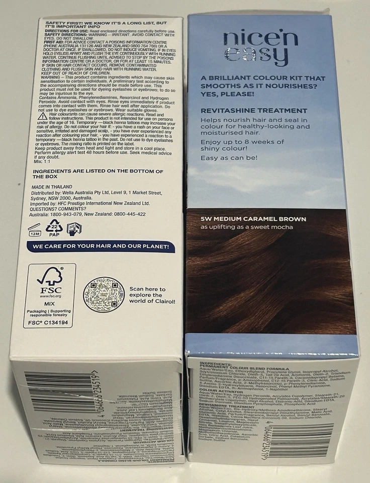 2 X CLAIROL NICE N Easy 5W Medium Caramel Brown Permanent Hair Dye - 3 Tones + - image 4 of 4