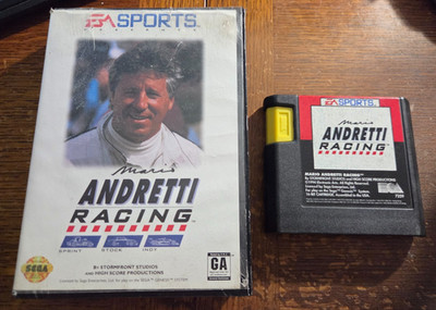 Mario Andretti Racing EA Sports Sega Genesis (1994) Cartridge & Case - Used