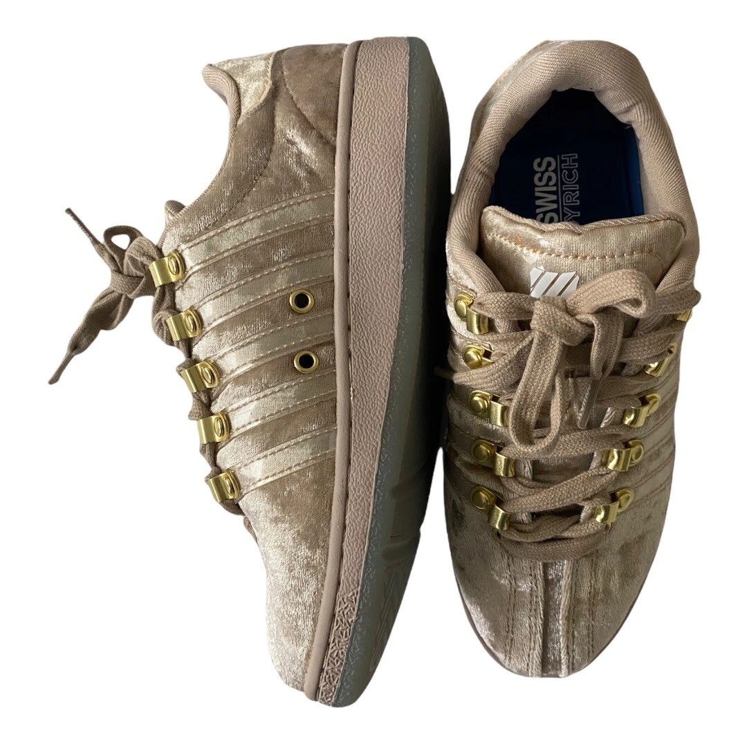 K SWISS x JOYRICH Gold Crushed Velvet Sneakers