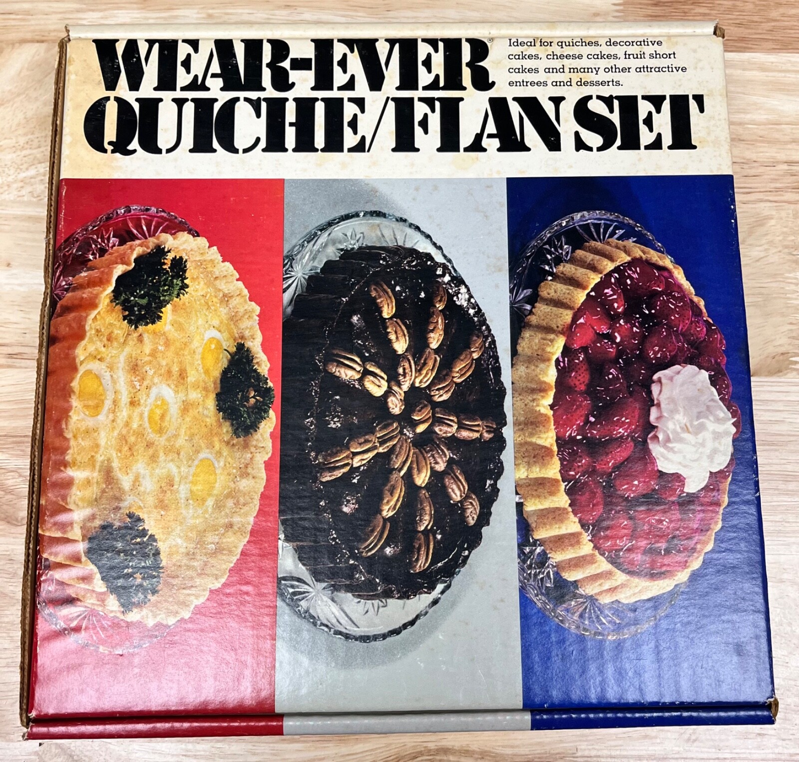 Wear-Ever Quiche Flan Tart Dessert Set Embossed Decorative Bottoms 4 Piece Set