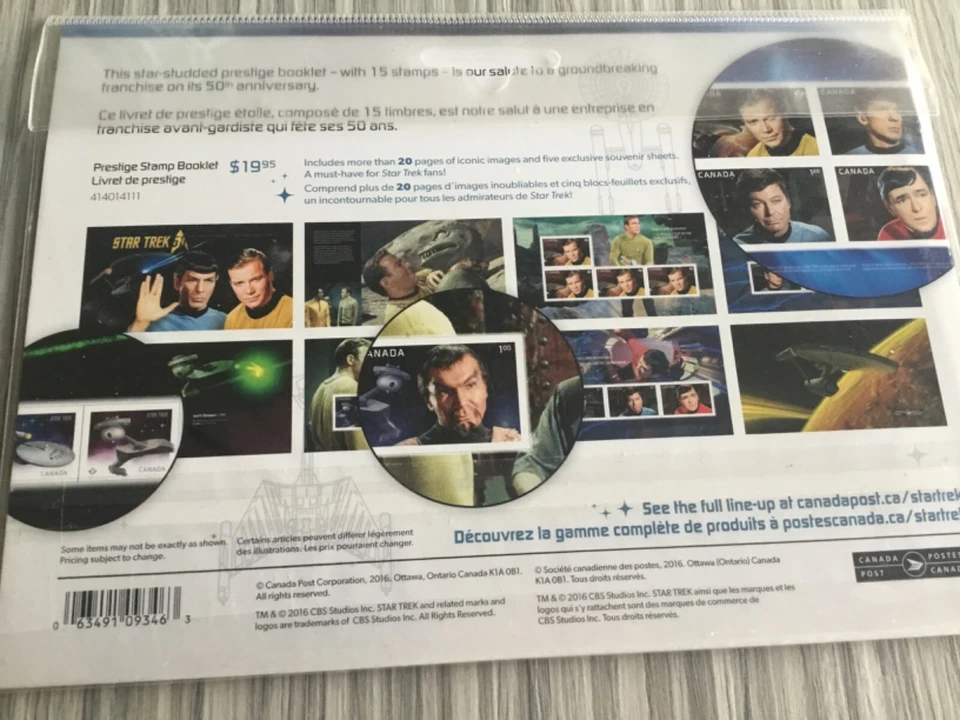 Folleto de estampillas de prestigio de Canadá de Star Trek 50 aniversario 2016 como nuevo Foto 2 de 4