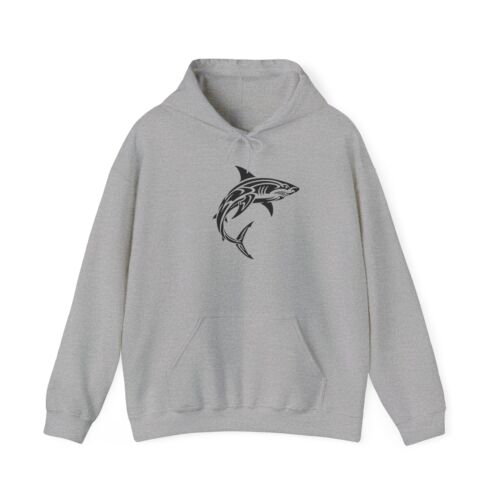 Shark Print Unisex Hoodie, Casual Ocean Lover Sweatshirt, Gift for Beach - Picture 10 of 53