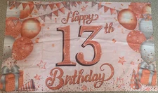 Happy Birthday 13th Banner. L: 5ft 11in W: 3ft 7in