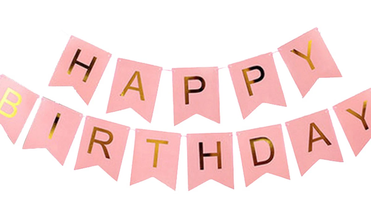 Pink and Gold Happy Birthday Banner, 1st Birthday Girl Banner