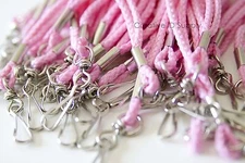 QUANTITY 100 PCS PINK ROPE ROUND ID NECK LANYARDS WITH SWIVEL J HOOK FREE SHIP