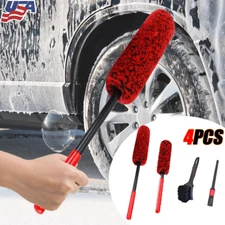 4PCS Car Wheel Brush Rims Tire Seat Engine Wash Cleaning Kit Auto Detailing Tool