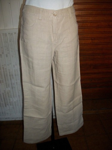 Weekend Max Mara, Vintage Pantalon épais 100% lin Weekend Max Mara 36 petit 38 jambes larges