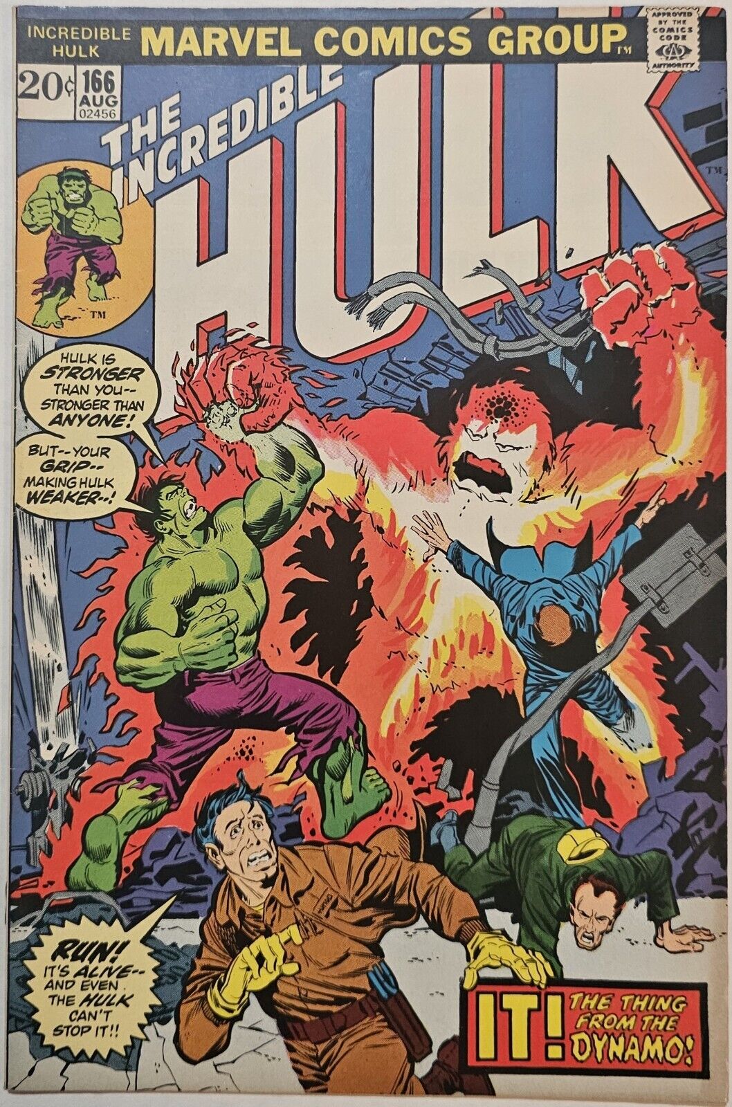 Incredible Hulk #166 1973 Cover-Herb Trimpe Marvel Comics FN