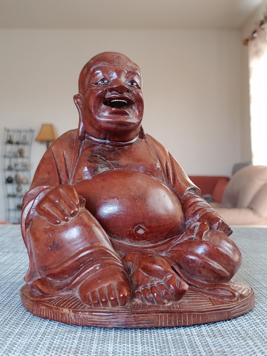 龙眼木雕弥勒佛像Antique Chinese Longan Wood Hand Carved Mile