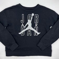 Jordan Youth Pullover Sweatshirt Size XL Black Cotton Blend Jumpman Logo Crew