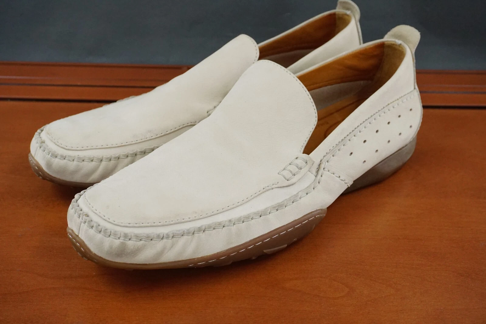 Timberland Scarpe Uomo 12 Scarpe Mocassini da Guida Casual in Pelle Bianca