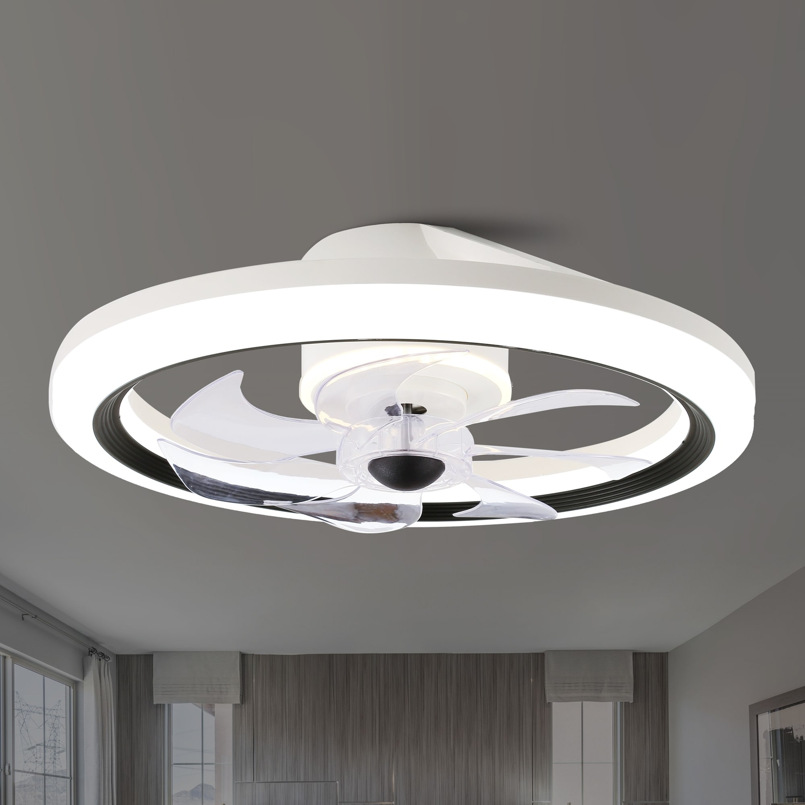 19-Inch Matte White Smart Ceiling Fan with App Control