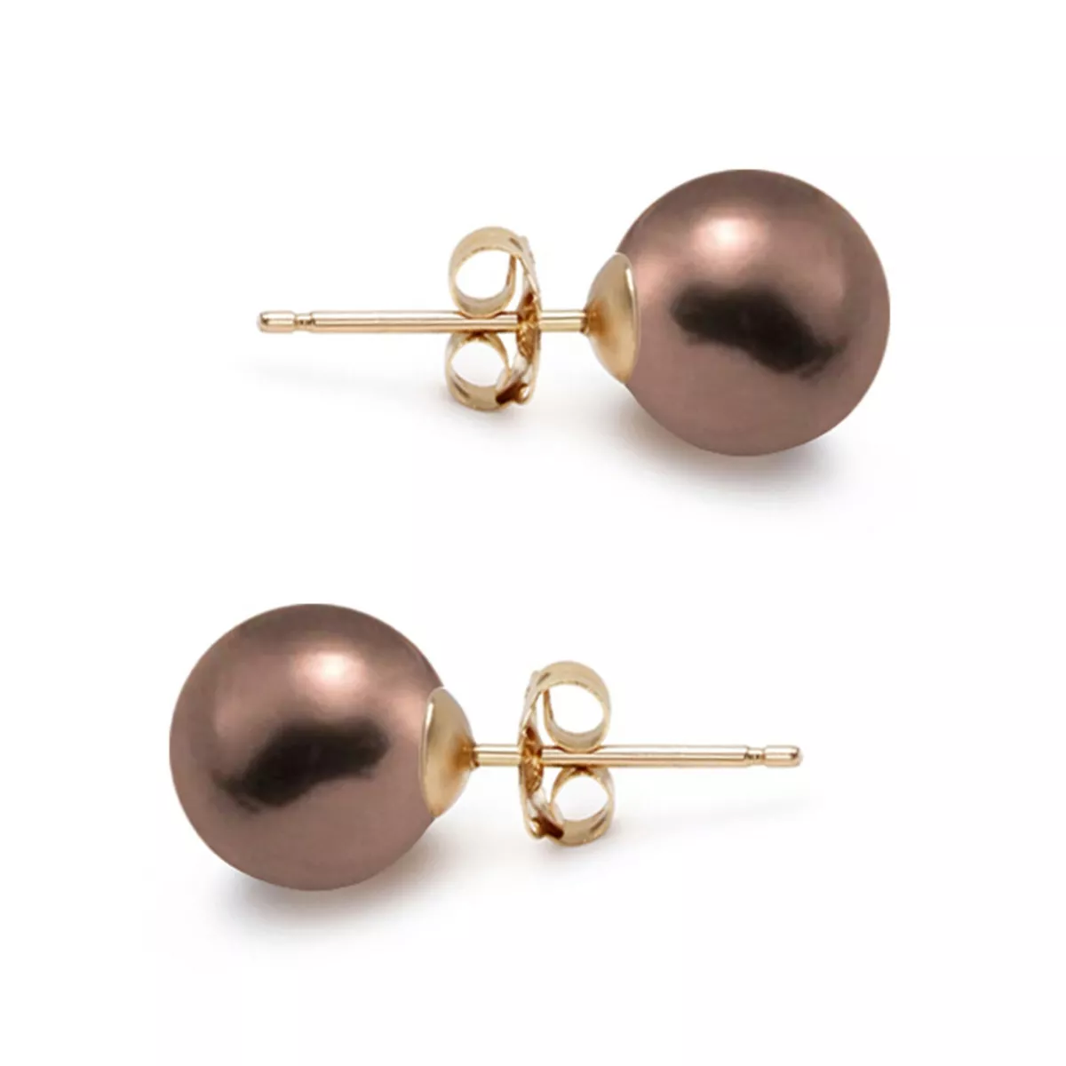 Chocolate Pearl Earrings Set 6 9mm AAAA Japanese Freshwater Pearl Earrings Studs