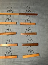 Lot of 10 Vintage Wooden Clamp Pant Trouser Skirt Hangers