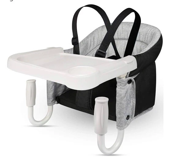 Toonoon Baby Fast Table Chair Portable Grey Hook On Chair with Dining Tray