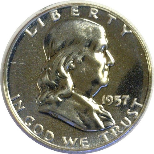 1957 50C Franklin Silver Half Dollar Proof Light Smokiness - Picture 2 of 3