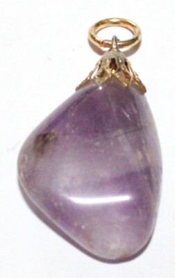 Pendentif En Pierre Dure Naturel Violet Avec Ras-Du-Cou Noir En Corde