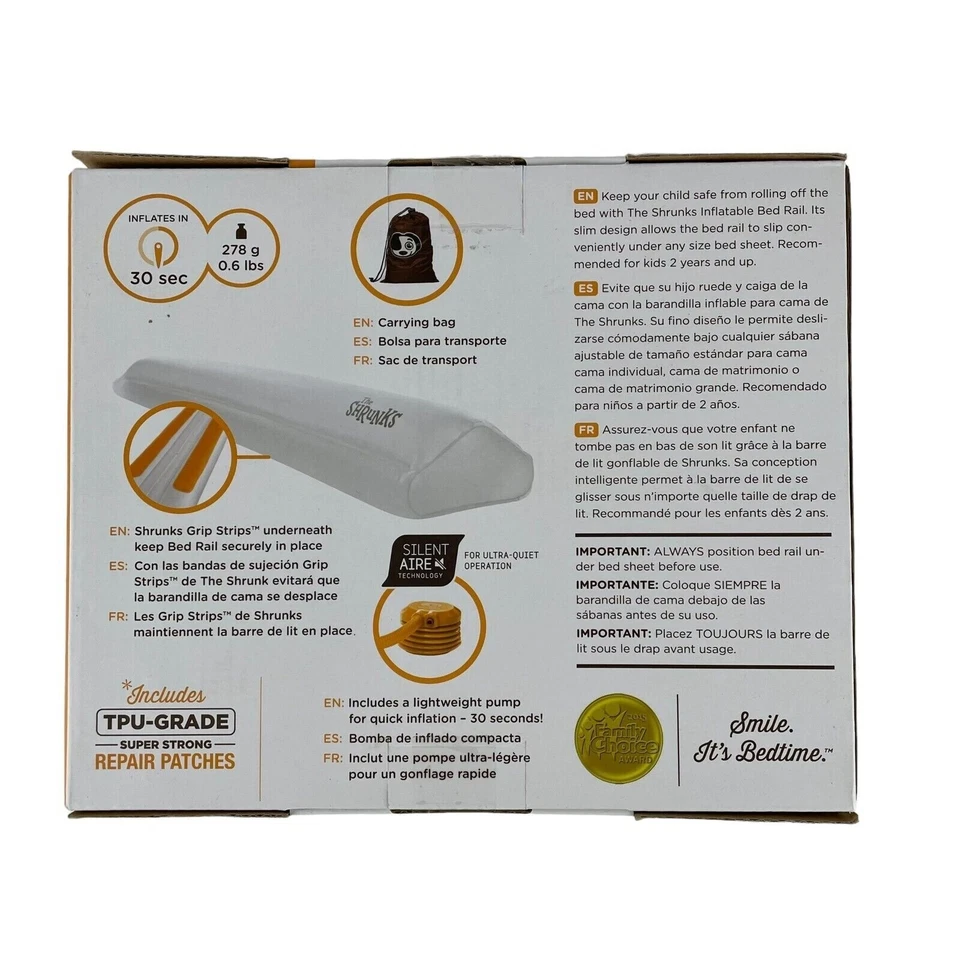 Riel de cama inflable Wally The Shrunks riel de cama seguridad para bebés niños 48"x7"x4" nuevo en caja Foto 2 de 4