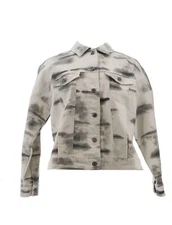 DG2 Diane Gilman Tie Dye Printed Boxy Jacket Black 1X NEW (584)