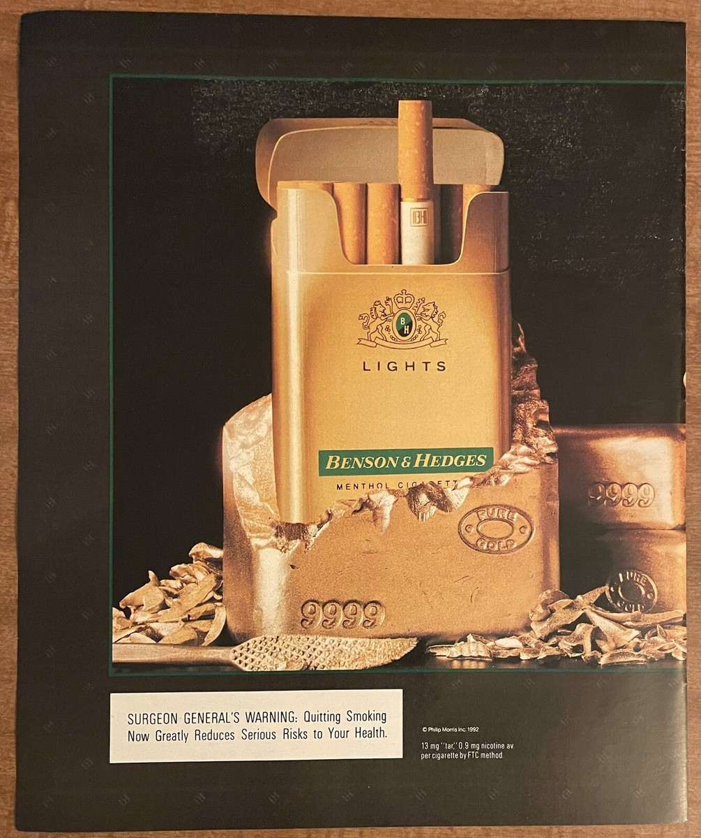 cigarette beach 1992 game 1992 Benson & Hedges Special King Menthol Cigarettes Pocket Pack 90s Print  Ad