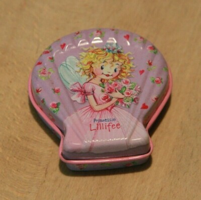 Tin with Lid Princess Lillifee Holding Roses in Arm Shell Shape Mirror Castle 