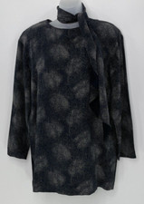 YL Silk Women’s Black Polka Dot Cluster 100% Silk Dress / Tunic, Neck Tie Size 8