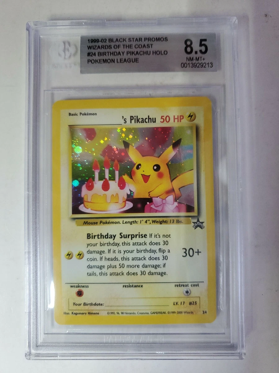 Beckett 8.5 Birthday Pikachu Black Star Promo 24, Pokémon Graded