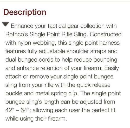 Rothco Single Point Quick Release Tactical Bungee Rifle Sling - Picture 2 of 4