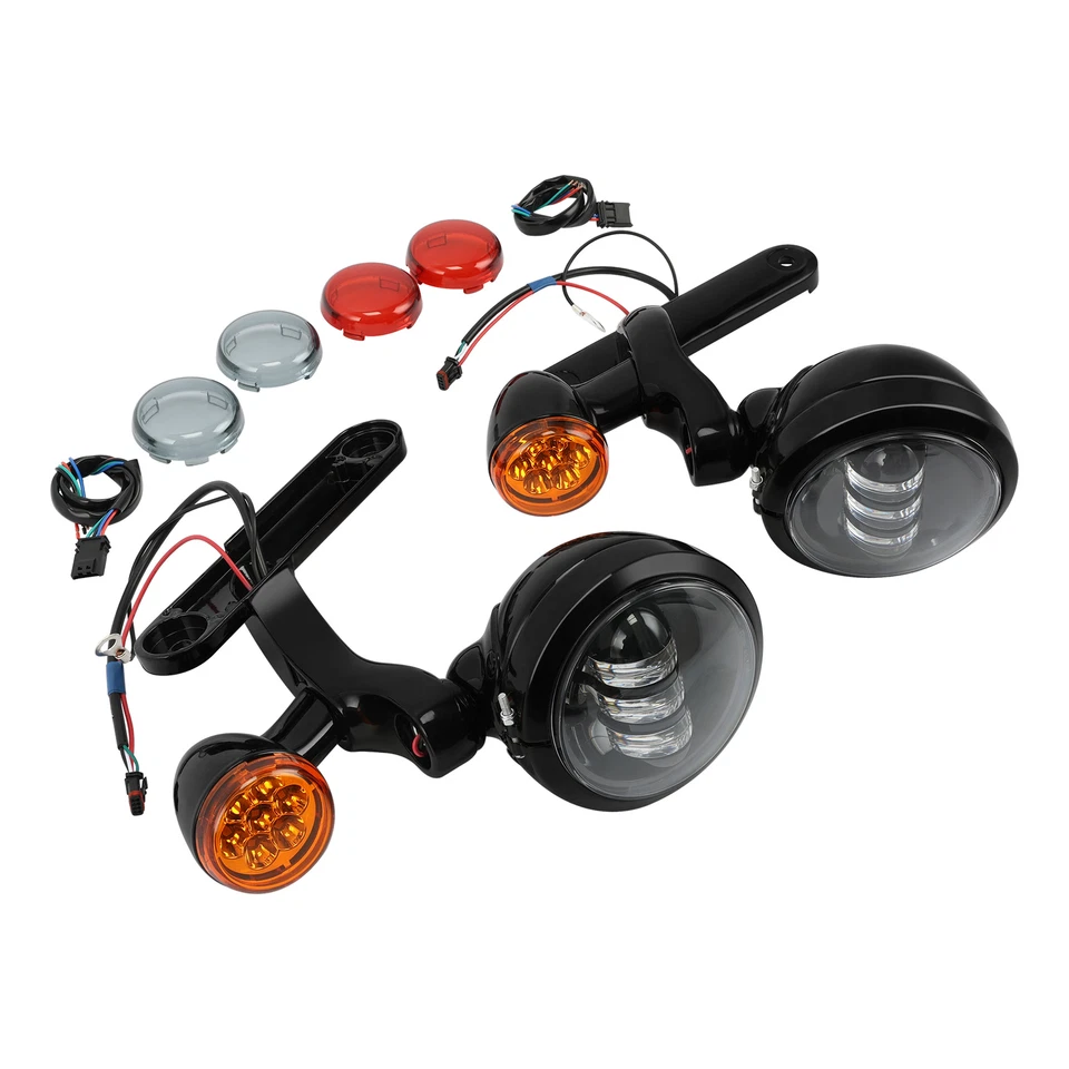 Soporte de iluminación auxiliar punto luz antiniebla señal de giro para Harley Road King FLHX Foto 4 de 4